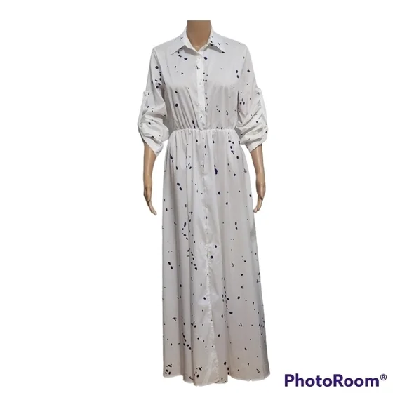 ORDER Plus Summer Boho Party Long Maxi Beach Dress Print Dot - Picture 2 of 11